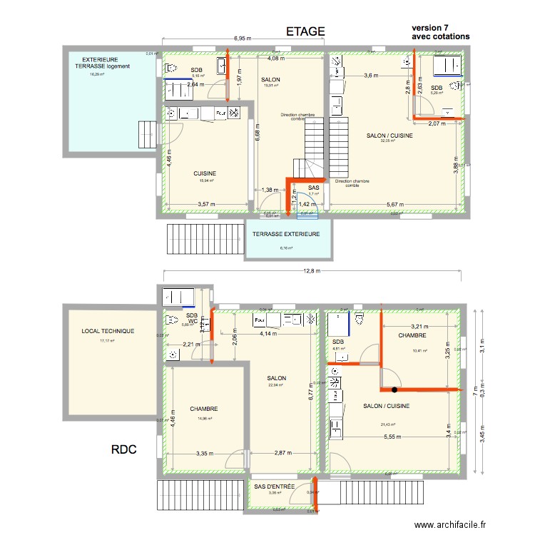 maison SCHNEIDER avec cotations version 7. Plan de 0 pièce et 0 m2