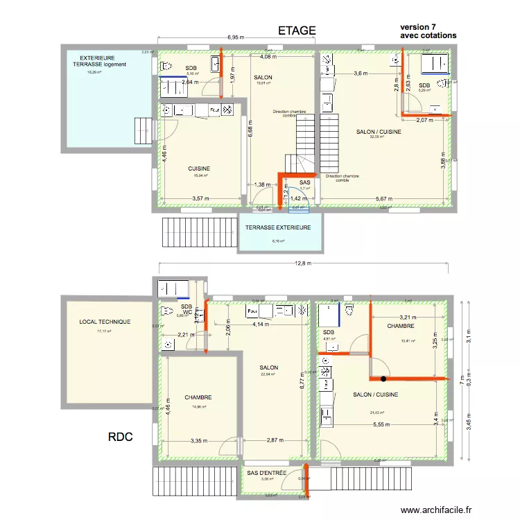 maison SCHNEIDER avec cotations version 7. Plan de maison SCHNEIDER avec cotations version 7. Plan de