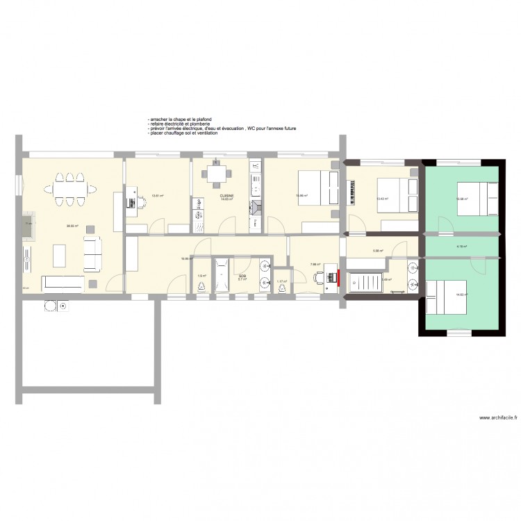 VEDRIN 4chambres 44m2   2. Plan de 0 pièce et 0 m2