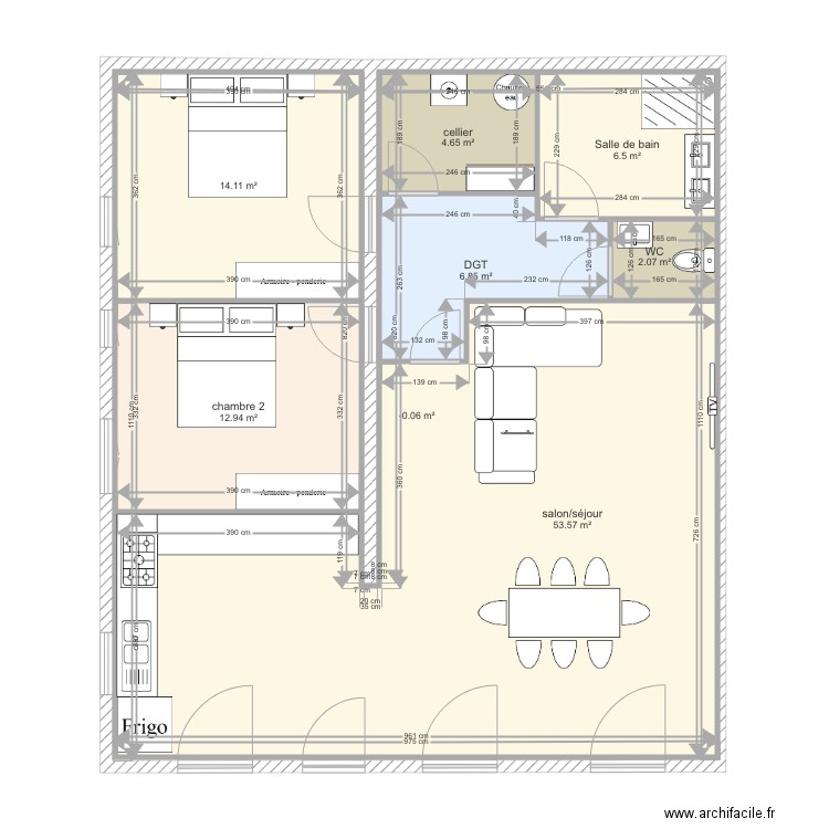 Besson Plan coté et meublé 20 03. Plan de 0 pièce et 0 m2