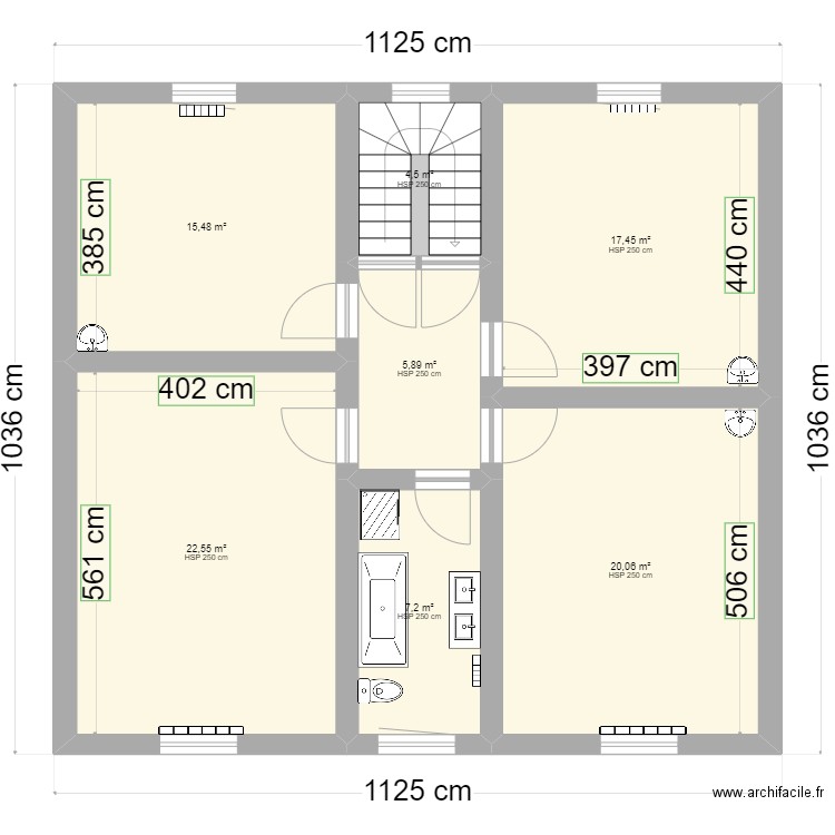 Eghezee Etage Avant v3. Plan de 7 pièces et 93 m2
