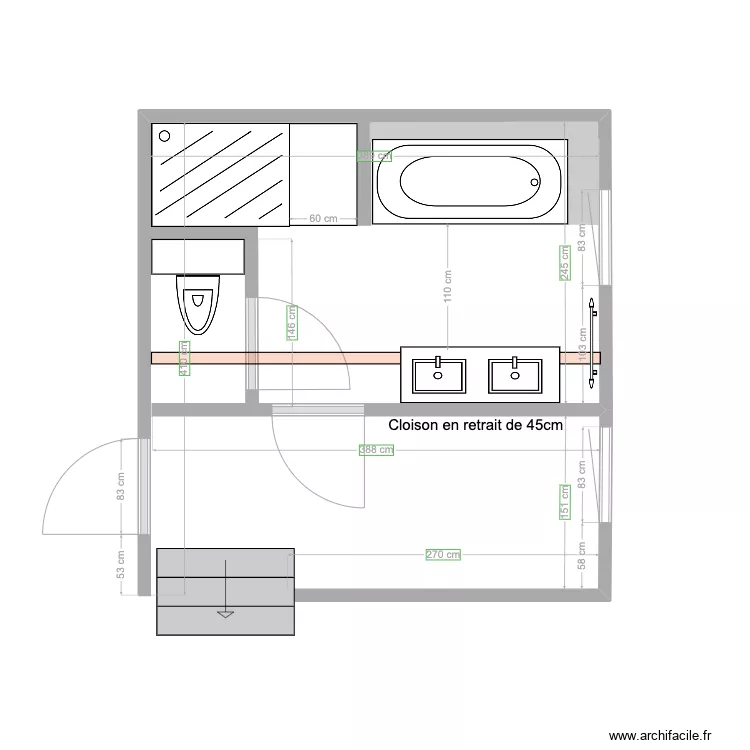 Am&eacute;nagement SDB V04. Plan de 