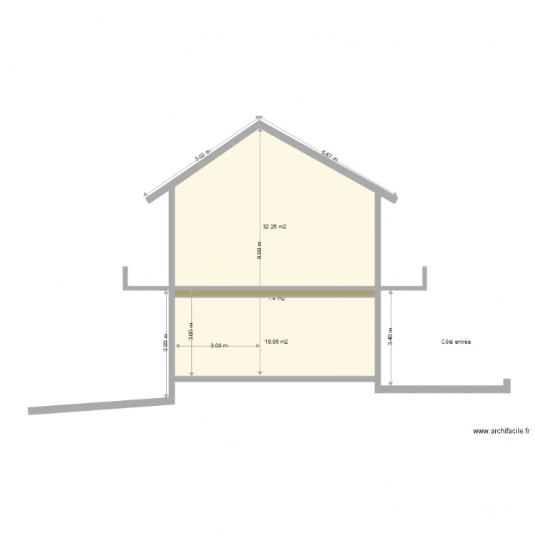 Façade vu côté l ouest avec des balcons une seule toiture. Plan de 0 pièce et 0 m2