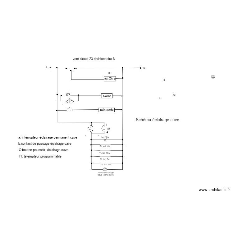 commande éclairage cave. Plan de 0 pièce et 0 m2