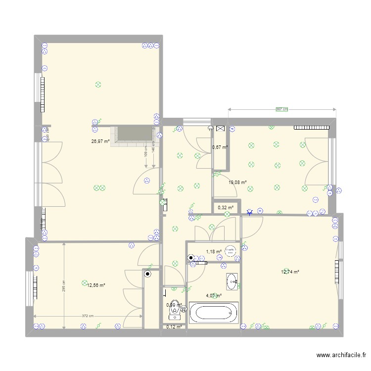 Appart brut cible-elec. Plan de 0 pièce et 0 m2