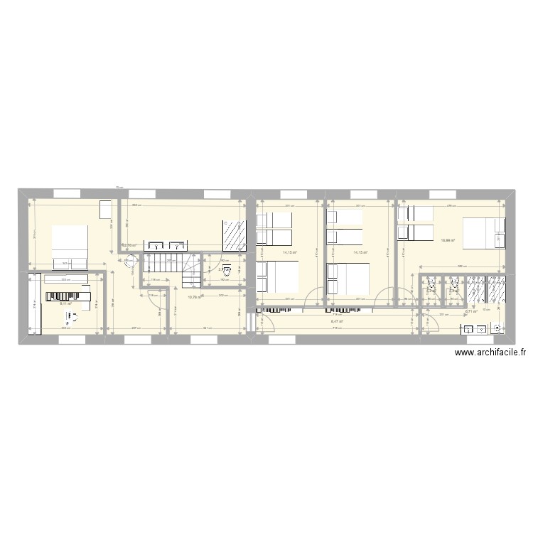 St Georges idée 3 ter étage. Plan de 11 pièces et 118 m2