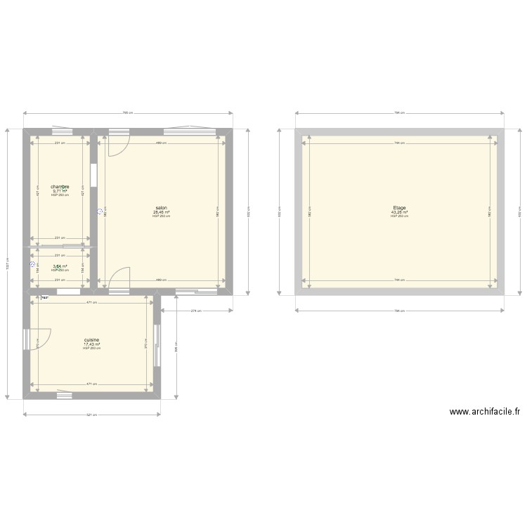 chalot. Plan de 5 pièces et 102 m2