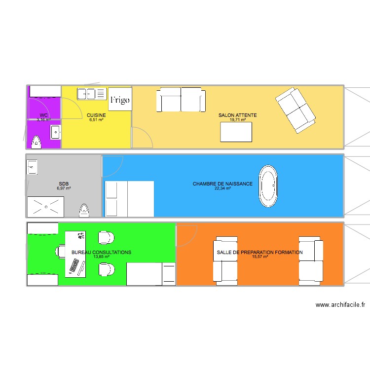 MAISON DE NAISSANCE. Plan de 7 pièces et 88 m2