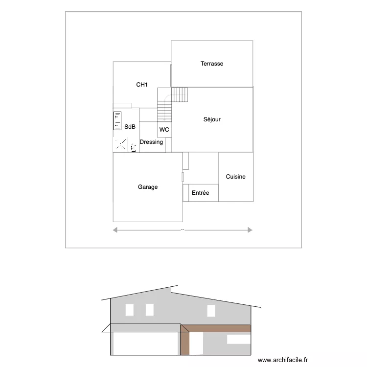 Plan maison sur terrain 400 m2. Plan de 