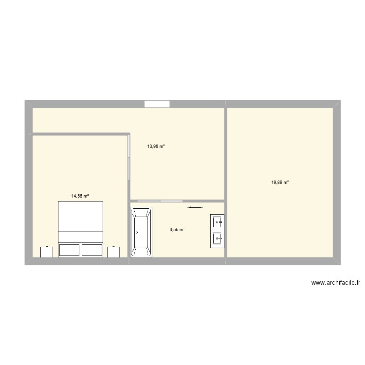 querrien étage. Plan de 4 pièces et 55 m2