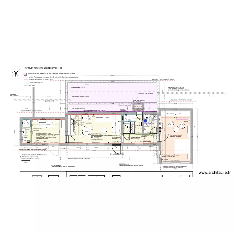 1.1 -PROJET  RENOVATION REZ DE JARDIN 1/75. Plan de 