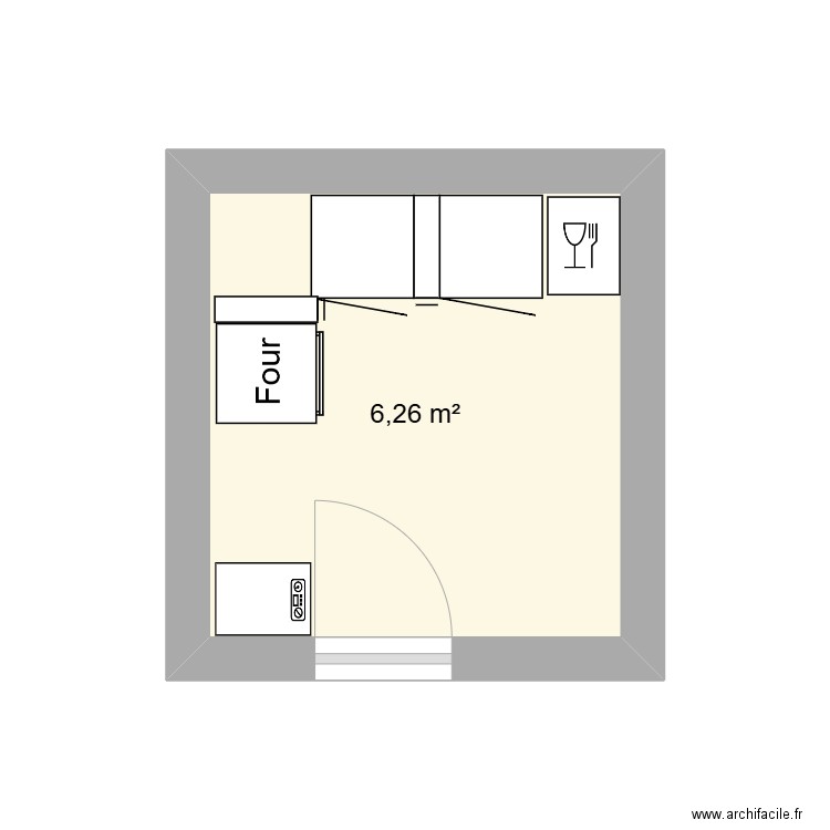 Boisarcy. Plan de 1 pièce et 6 m2