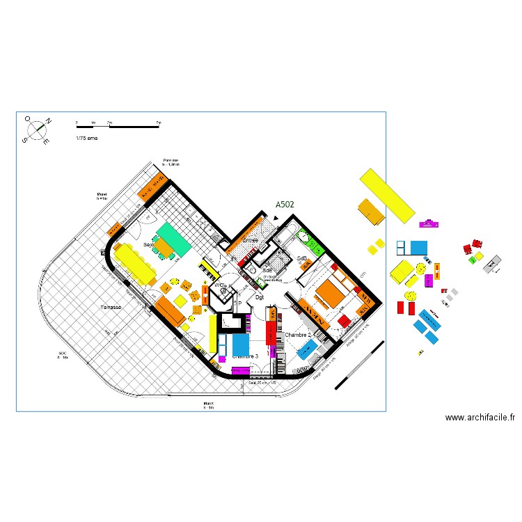 FINAL plan indice 13 sans galandage table dépliée piano angle meuble 230x50. Plan de 0 pièce et 0 m2