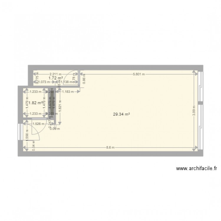 palmosa studio der. Plan de 0 pièce et 0 m2