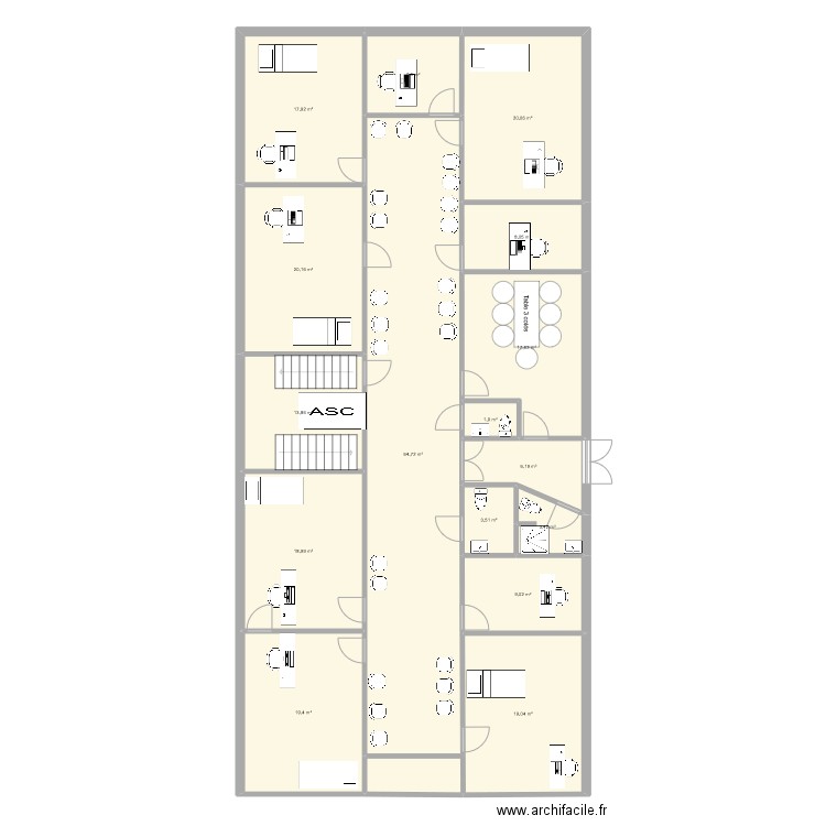 clinique. Plan de 16 pièces et 251 m2