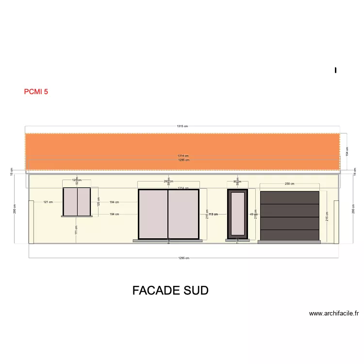 Facade sud projet 2. Plan de Facade sud projet 2. Plan de