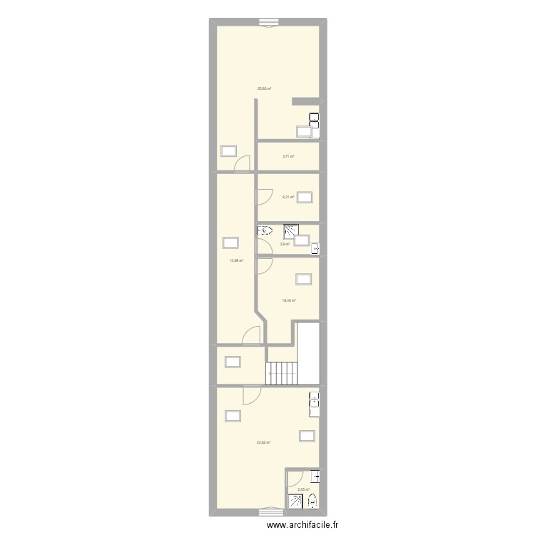 2 eme Etage BARDEZ OLORON . Plan de 8 pièces et 97 m2