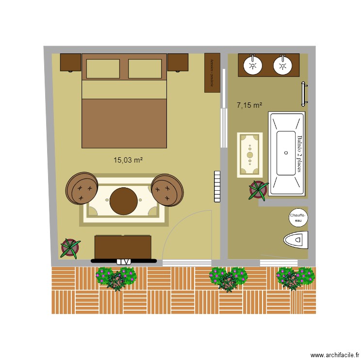 Chambre 1 double. Plan de 0 pièce et 0 m2