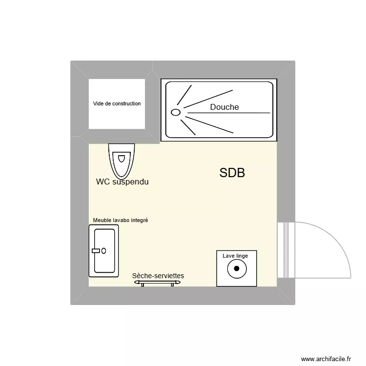 SDB Jarraud Metz. Plan de 2  et 8 m²