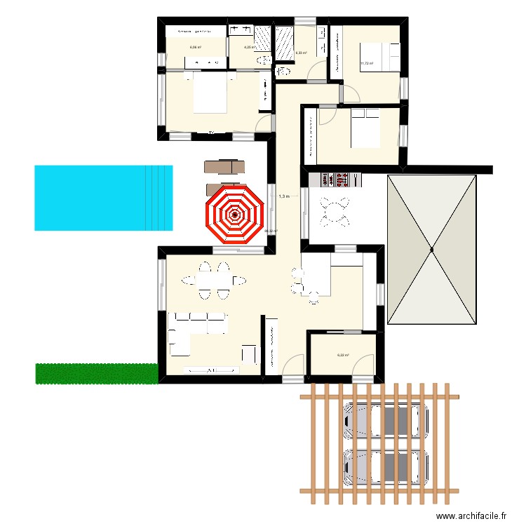 OANINTZA. Plan de 6 pièces et 123 m2
