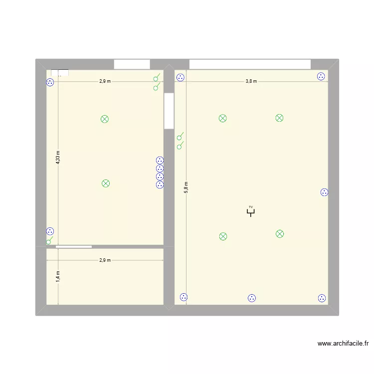 auto ecole. Plan de 3  et 39 m²