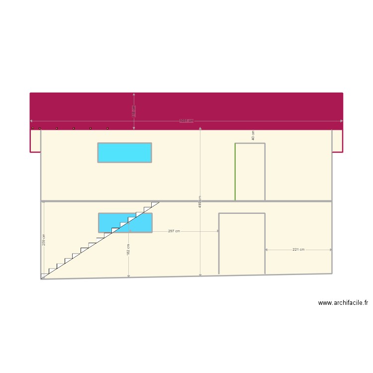 Caro facade Nord. Plan de 8 pièces et 61 m2