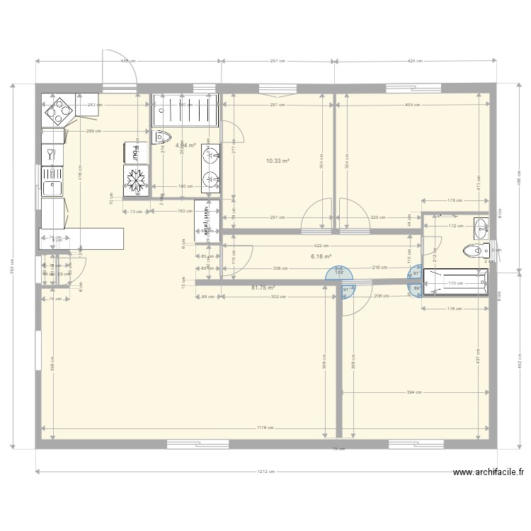 le TEICH projet4. Plan de 4 pièces et 103 m2