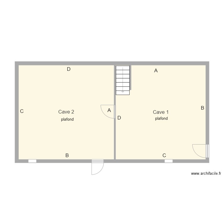 justice cave. Plan de 2 pièces et 63 m2