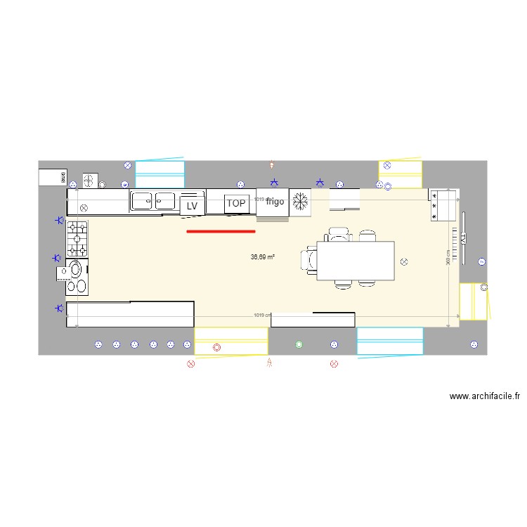 CUISINE FINAL. Plan de 1 pièce et 37 m2