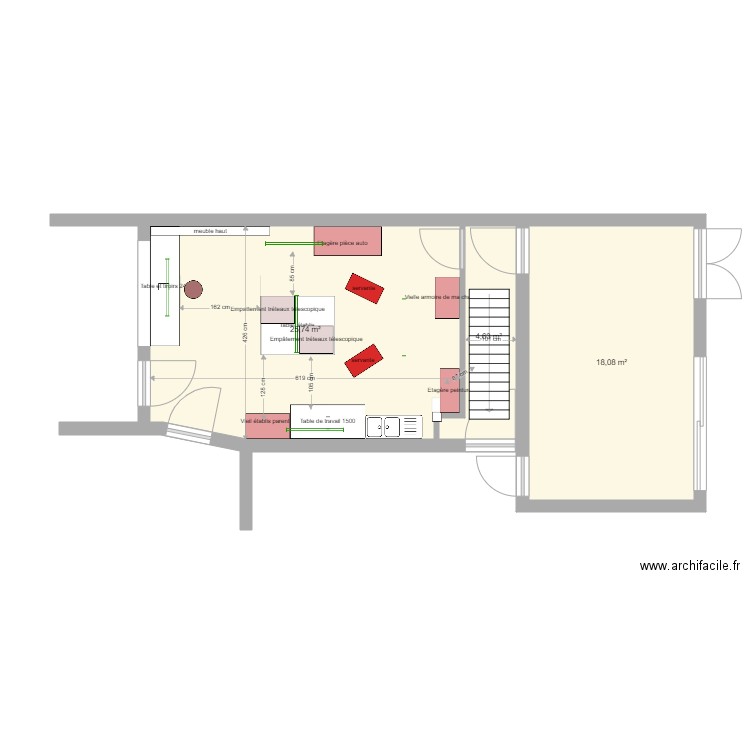 Aménagement Atelier avec cloisonnement. Plan de 0 pièce et 0 m2