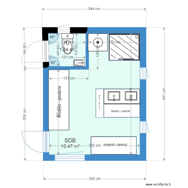 PLAN AMENAGEMENT SDB DANS EXISTANT 4. Plan de 0 pièce et 0 m2