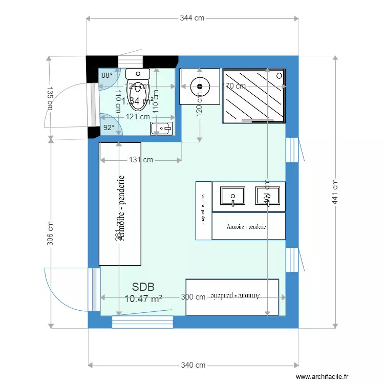 PLAN AMENAGEMENT SDB DANS EXISTANT 4. Plan de 