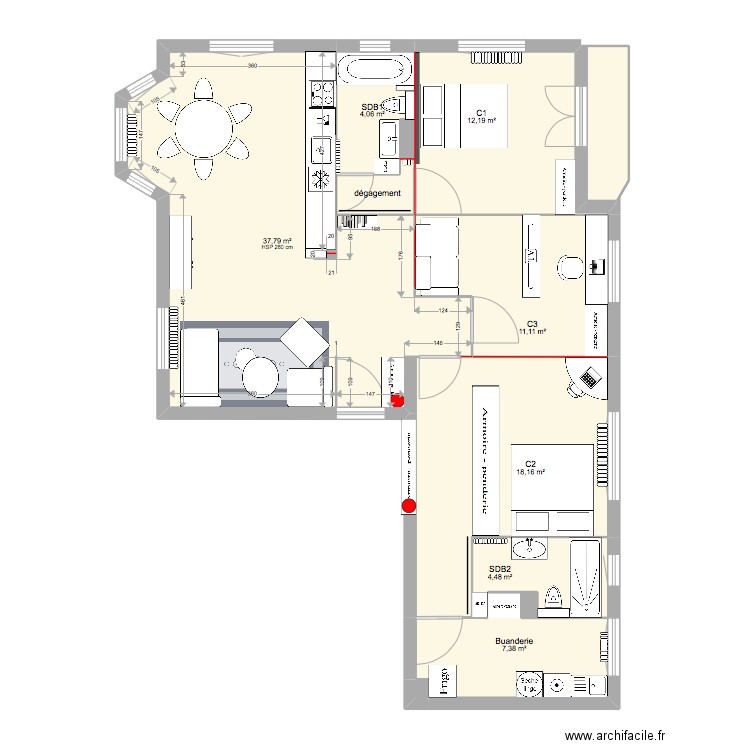 La Cadenelle - plan de base. Plan de 13 pièces et 100 m2