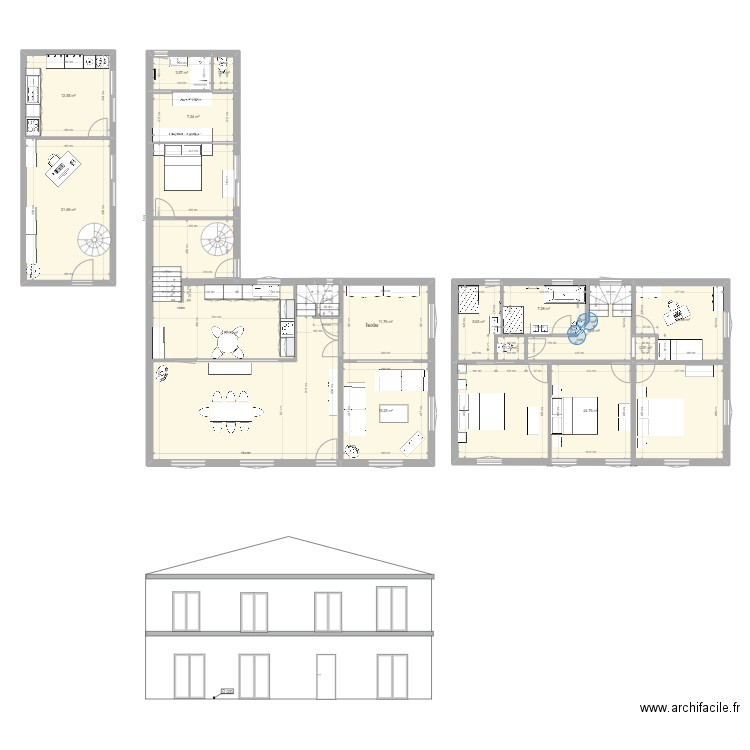 plan fp3. Plan de 16 pièces et 231 m2