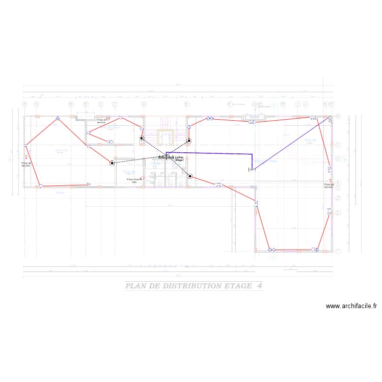 Alimentation prises Etage 4  HOTEL KRIBI. Plan de 0 pièce et 0 m2