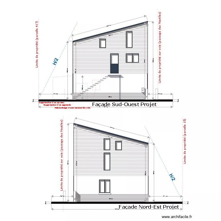 FACADES  RAMPANTES PASTORELLO PROJET 3 PC. Plan de 