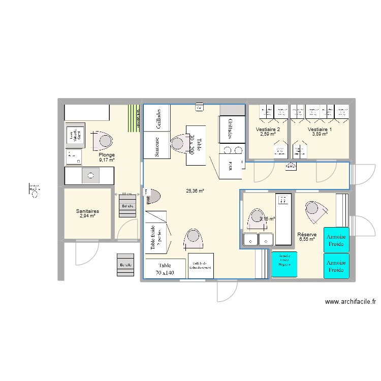 Palombiere 002. Plan de 7 pièces et 54 m2