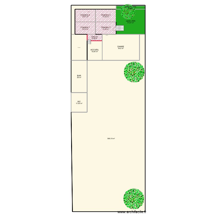 Plan 60 Ch Millet 97432 La Ravine des Cabris. Plan de 15 pièces et 857 m2