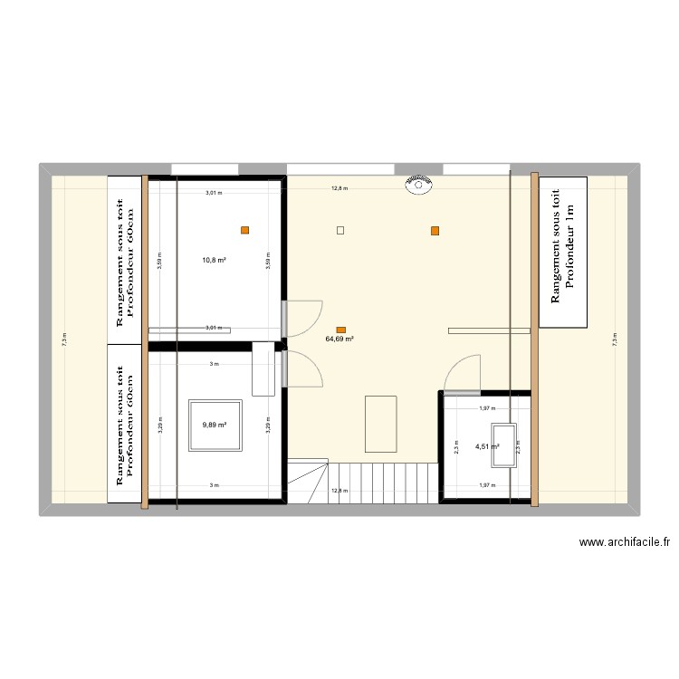 Simulation 1 comble bonnes dim sans meuble. Plan de 0 pièce et 0 m2