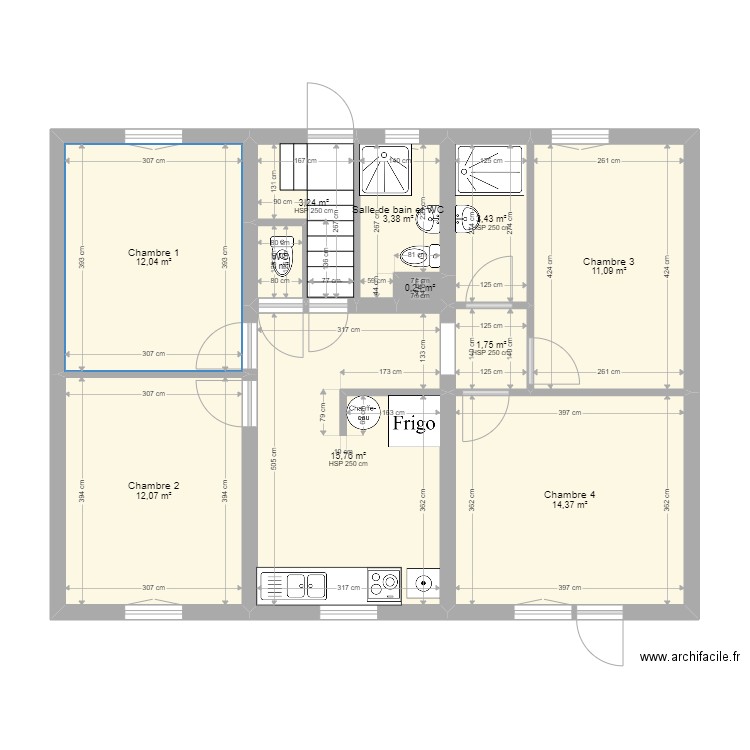 RDJ - Maison Meaux. Plan de 11 pièces et 78 m2