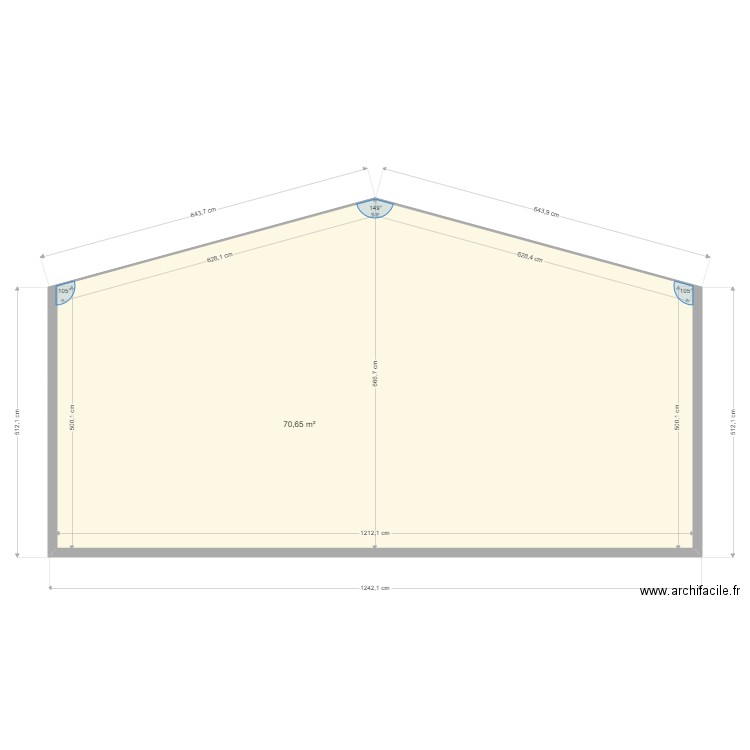 coupe atelier 2. Plan de 1 pièce et 71 m2