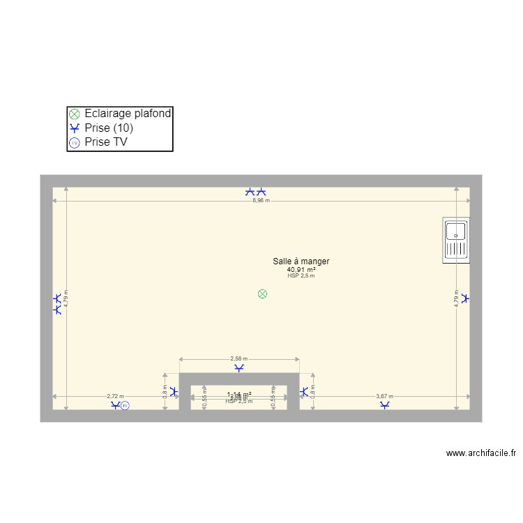 loc maison. Plan de 2 pièces et 42 m2