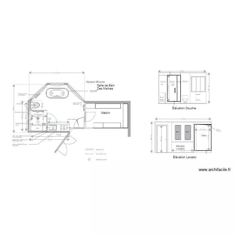 Salle de bain des maitre Nathalie modifier enplacement. Plan de 