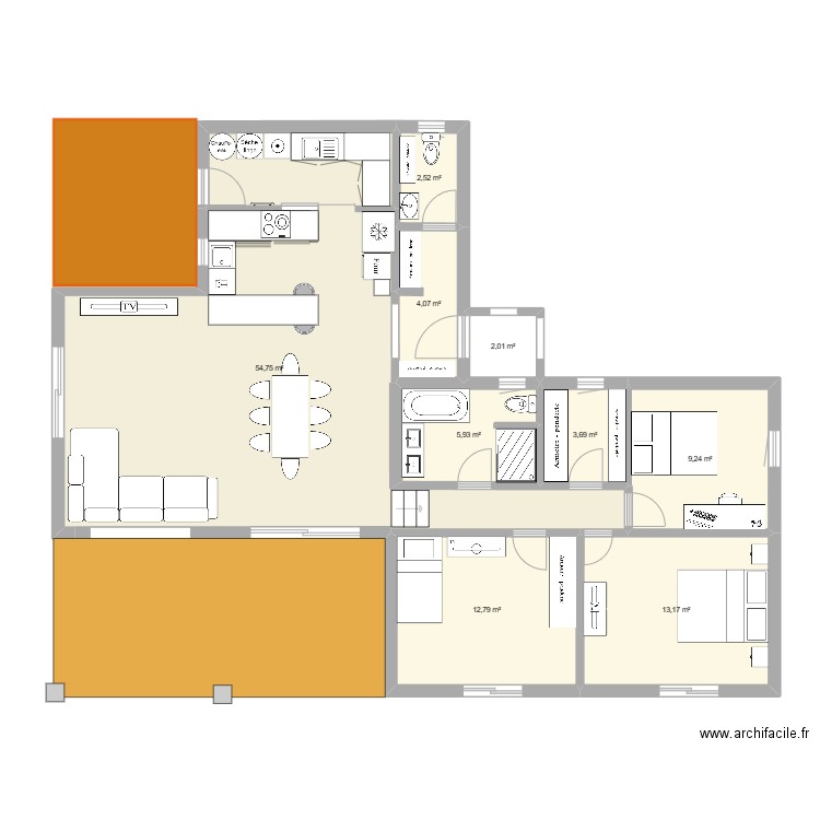 Maison frejus projet Vtest. Plan de 9 pièces et 108 m2