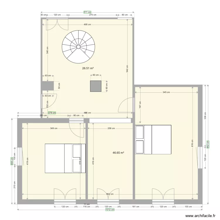 3 chambres &eacute;tage. Plan de 