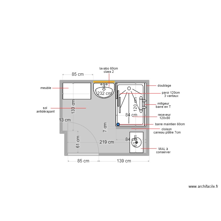 COREA . Plan de 1 pièce et 4 m2