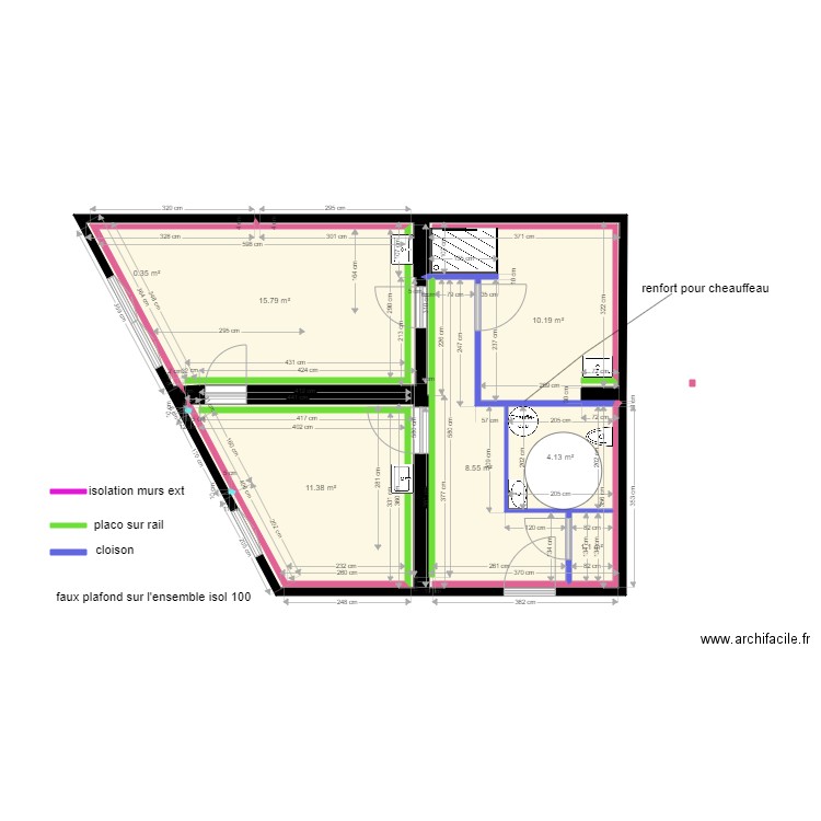 BILON projet modifié. Plan de 7 pièces et 51 m2