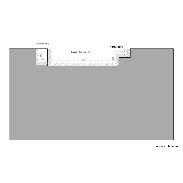 Plan coupe de la piscine Froment. Plan de 0 pièce et 0 m2