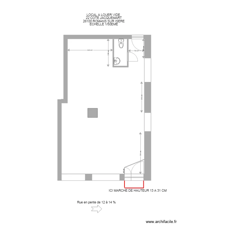 BOUTIQUE 22 COTE JACQUEMART. Plan de 