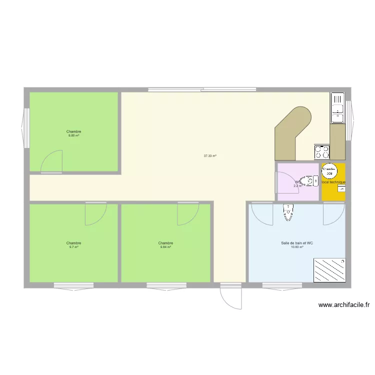maison 2 plein p&icirc;ed. Plan de 
